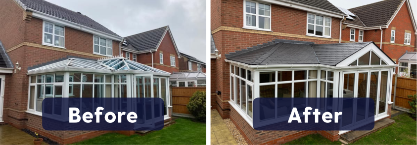 conservatory roof replacement before & after