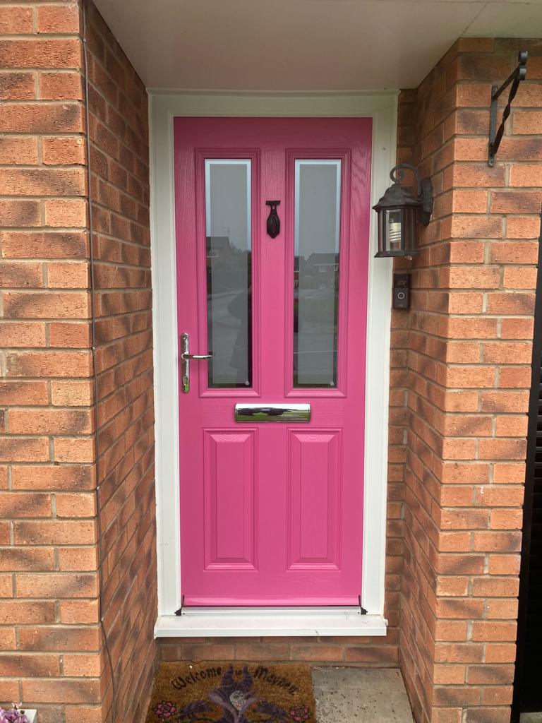 Pink entrance door