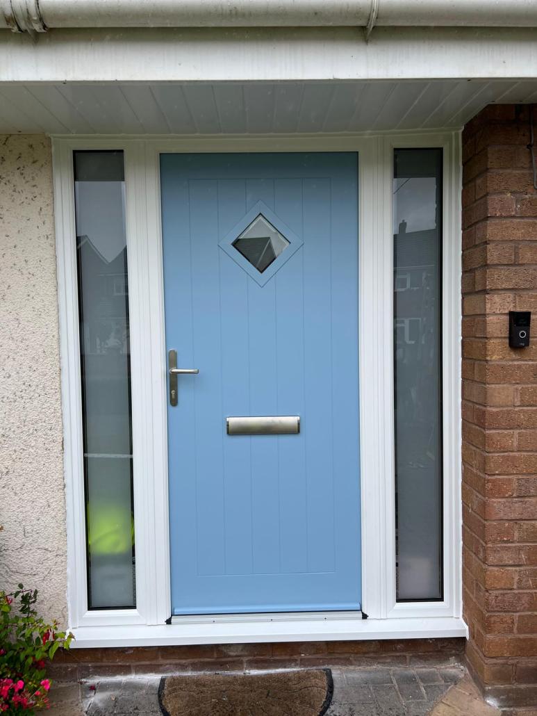 Light blue entrance door